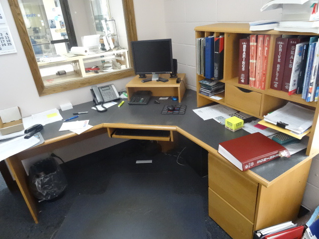 L shaped office desk. Bring tools t...