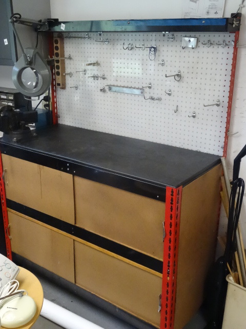 lot 64 image: Garage work bench  Cabinet. Peg bo...