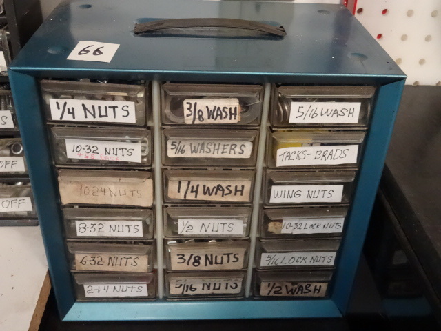 lot 66 image: 18 drawer hardware cabinet filled w...