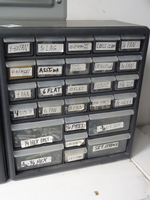 lot 68 image: 27 drawer hardware cabinet filled w...