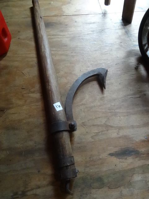 lot 130 image: Vintage wood handle log turner...