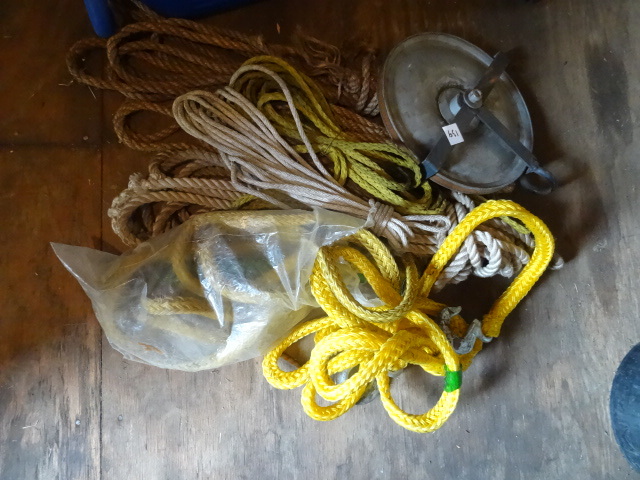 lot 139 image: Misc rope and 1 pulley...