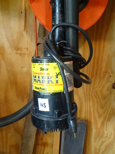 lot 145 image: Simer model 2905 sump pump. With ho...