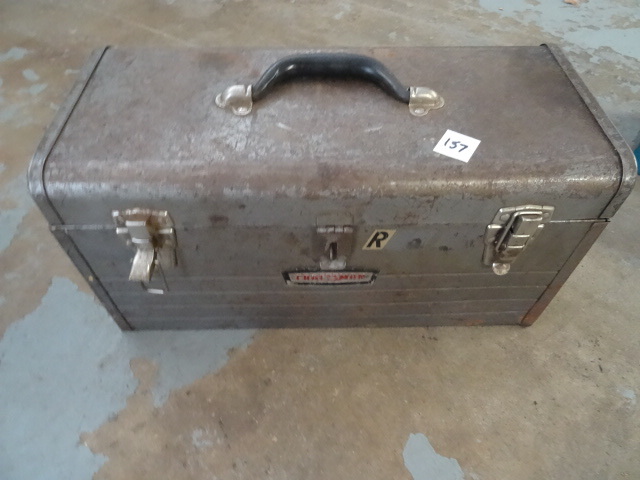 lot 157 image: Craftsman tool box with misc tools ...