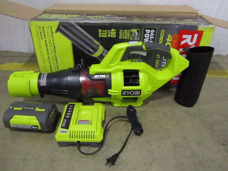 Ryobi 110 MPH 480 CFM Variable-Speed 40-Volt Lithium-Ion Cordless Jet Fan Leaf Blower