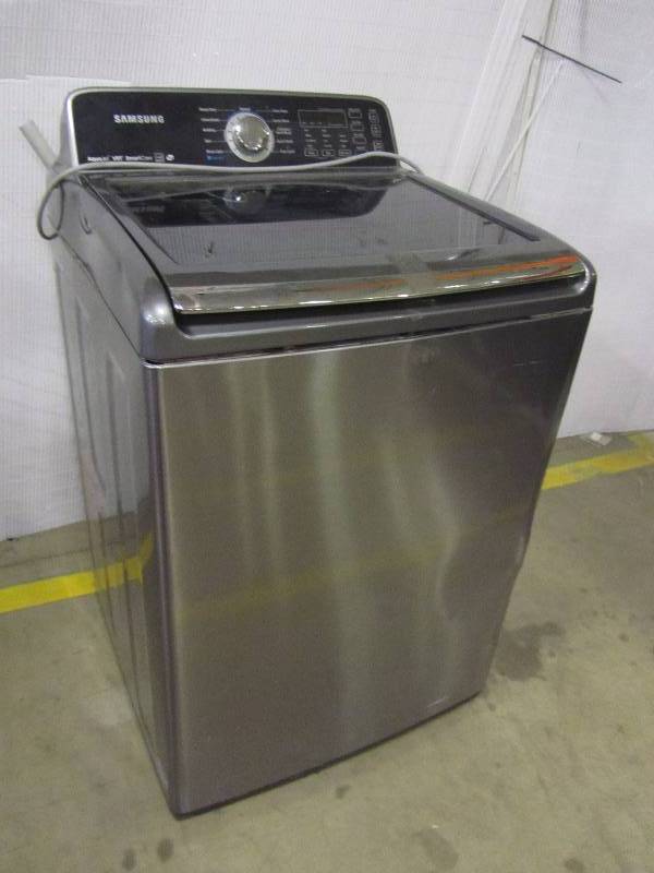 Samsung 5.2 cu. ft. High-Efficiency Top Load Washer with Steam and Activewash in Black Stainless Steel, ENERGY STAR