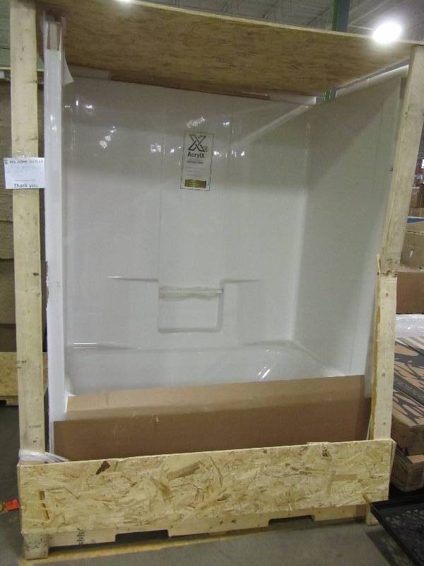 Aquatic Everyday 60 in. x 34-12 in. x 76-12 in. Left Drain 1-Piece Bath and Shower Kit in White