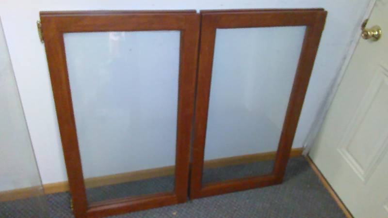 lot 64 image: Custom Built Wood Display Unit with Glass Doors - Well Build, Solid