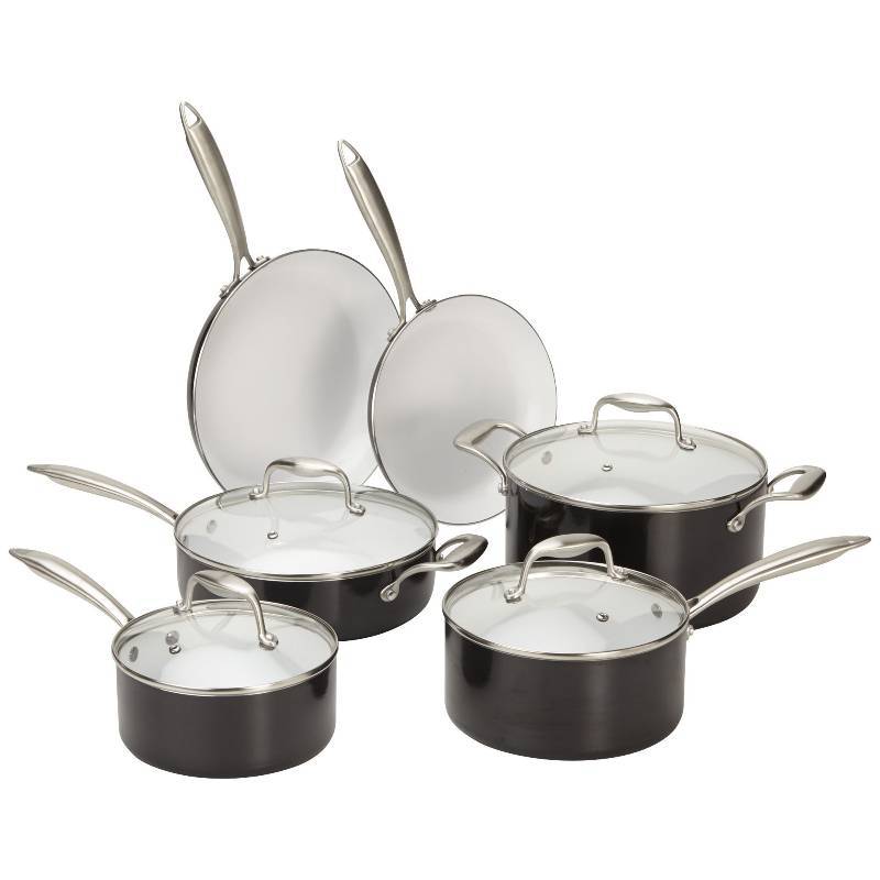 10pc Chefs Mark COOKWARE Black, MSRP $199.99