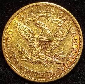 1883 Libery Half Eagle $5 Gold Coin