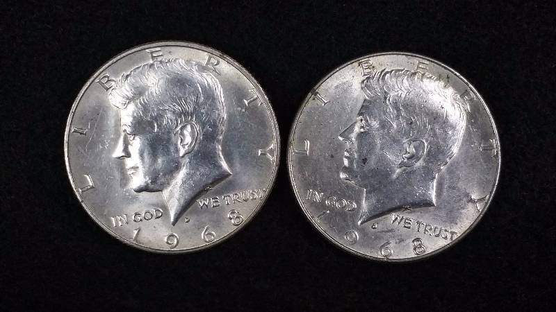 (2) 1968 D Kennedy Silver Half Dollars