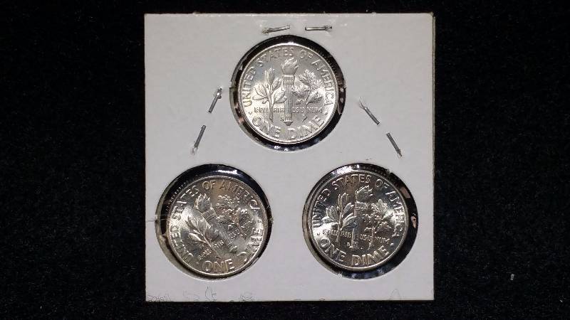(3) 1947 P, D, S Roosevelt Silver Dimes - High Grade