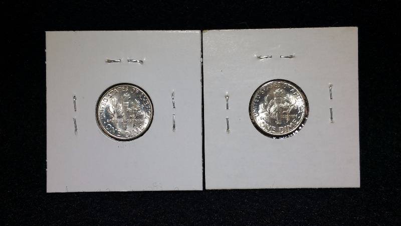 (2) 1950 P, D Roosevelt Silver Dimes - High Grade