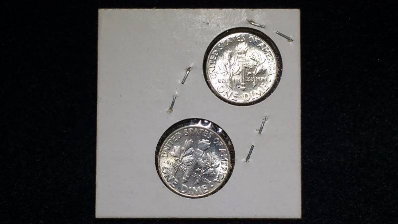(2) 1950 P, D Roosevelt Silver Dimes - High Grade