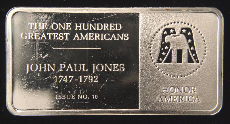 STERLING SILVER HONOR AMERICA JP JONES ARTBAR (33.3 GRAMS 92.5% SILVER)