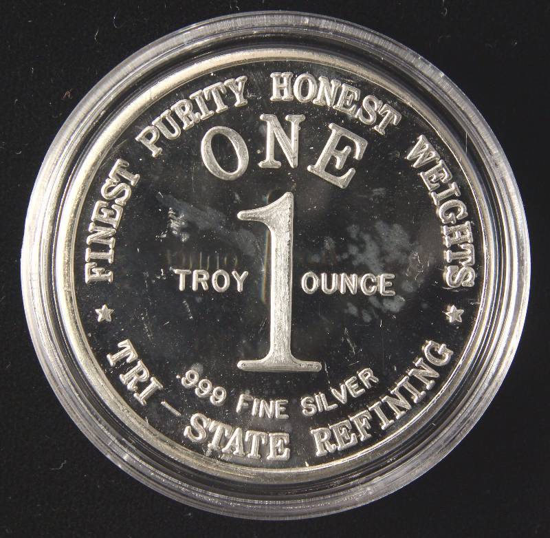 1 TROY OZ. .999 FINE SILVER VINTAGE TRI STATE REFINERY 1976 IN AIRTITE