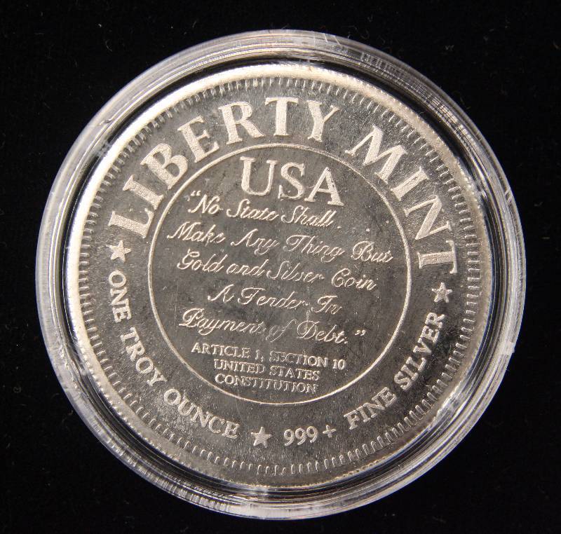 1 TROY OZ. .999 FINE SILVER LIBERTY MINT NO STATE SHALL... IN AIRTITE