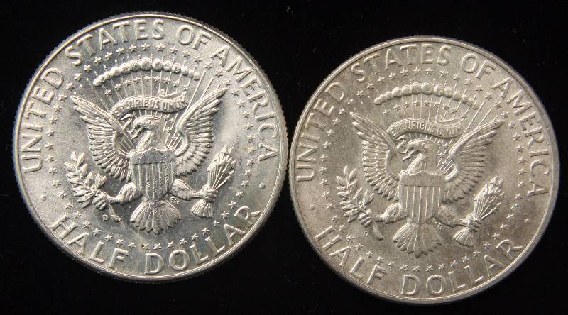 GROUP OF 2 SILVER KENNEDY HALF DOLLARS AS PICTURED