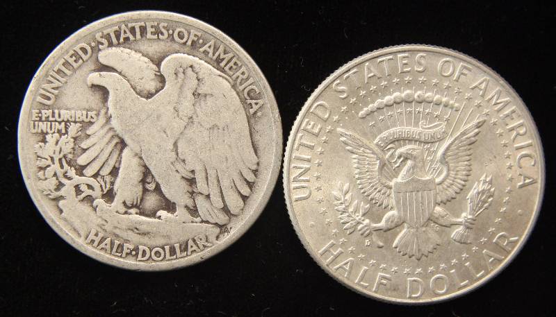 GROUP OF 2 SILVER HALF DOLLARS AS PICTURED