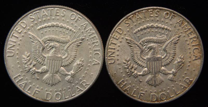 GROUP OF 2 SILVER KENNEDY HALF DOLLARS AS PICTURED