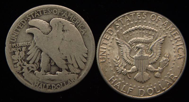 GROUP OF 2 SILVER HALF DOLLARS AS PICTURED