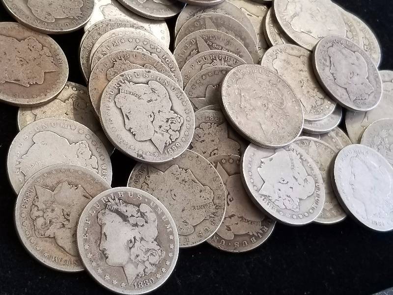 LARGE LOT OF 43 MIXED DATE US MORGAN SILVER DOLLARS (ALL WITH DATES)