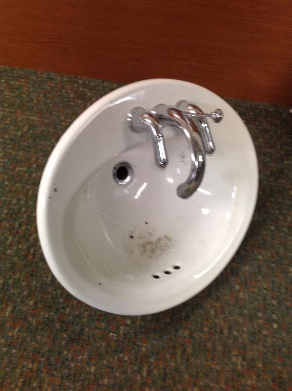 Bathroom Sink W Delta, Faucet
