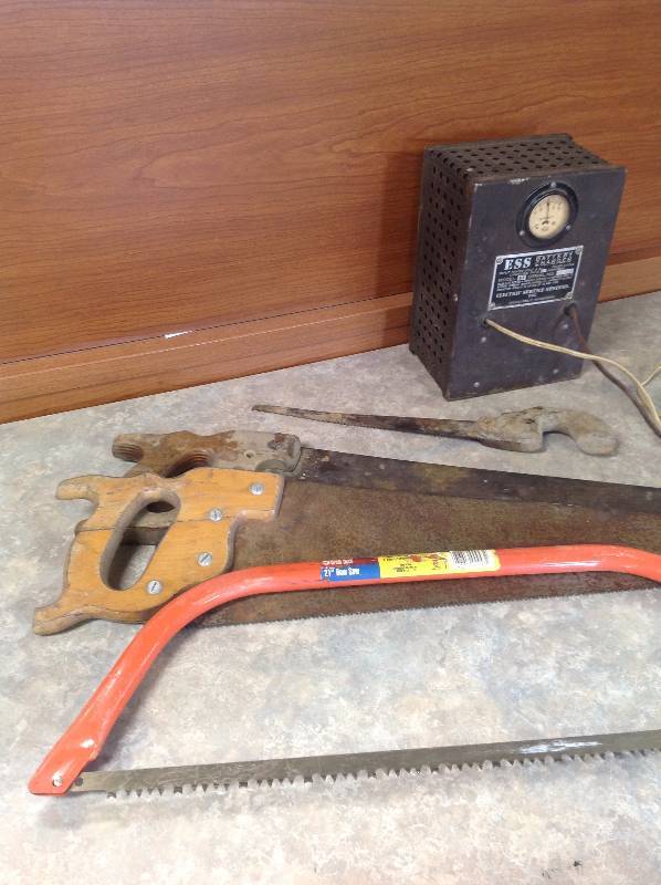 Antique ESS battery charger and saws