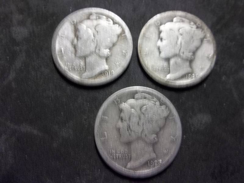 1919 S, 1920 S, 1923 S Mercury Dimes