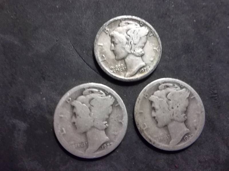 1926, 1927 D, 1927 S Mercury Dimes
