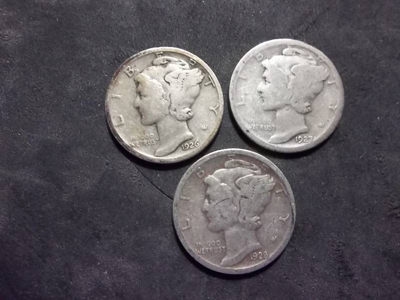 1926, 1927 S, 1928 S Mercury Dimes