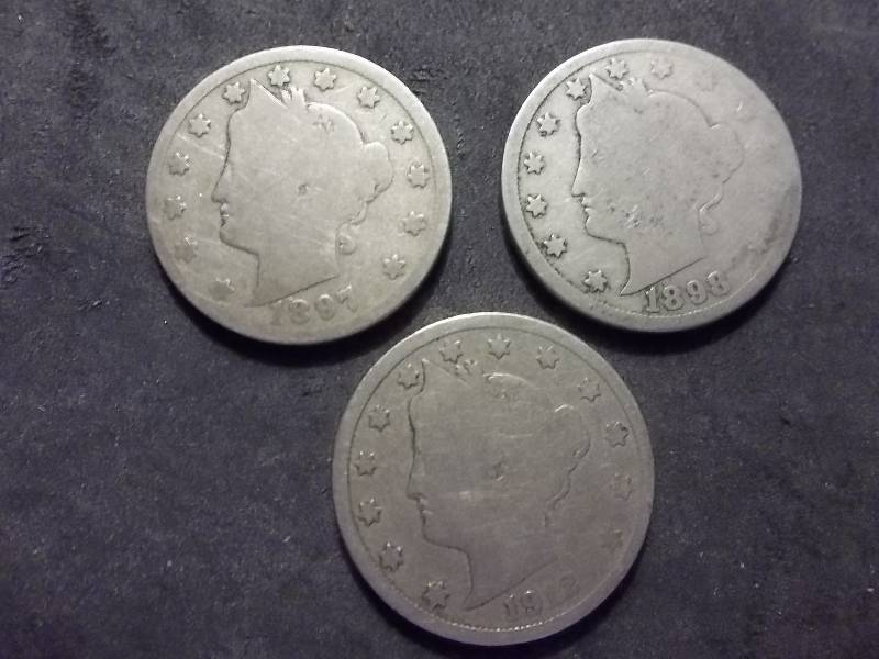 1897, 1898, 1912 D V-Nickels