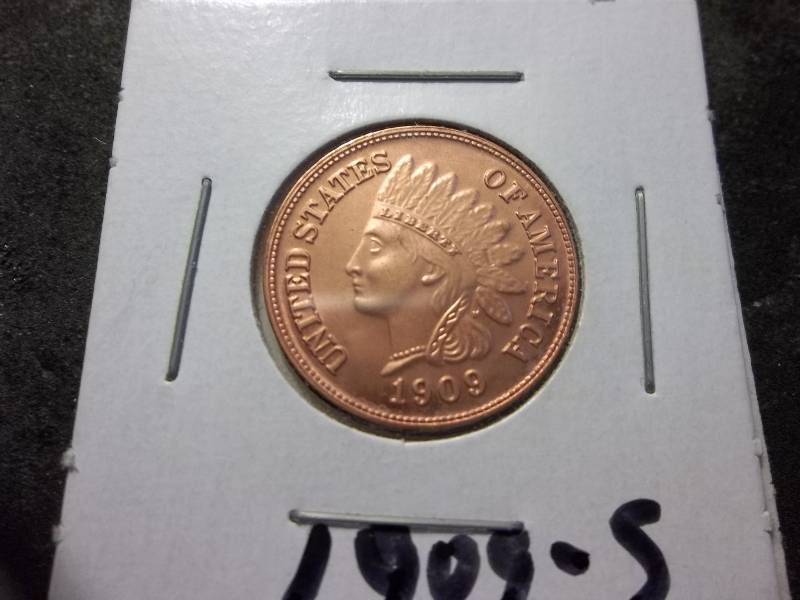 1909 S Indian Head Cent MS Copy See Reverse
