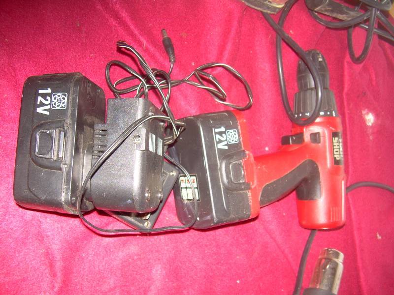 TOOL SHOP CORDLESS DRILL SANDER HEATER GUN