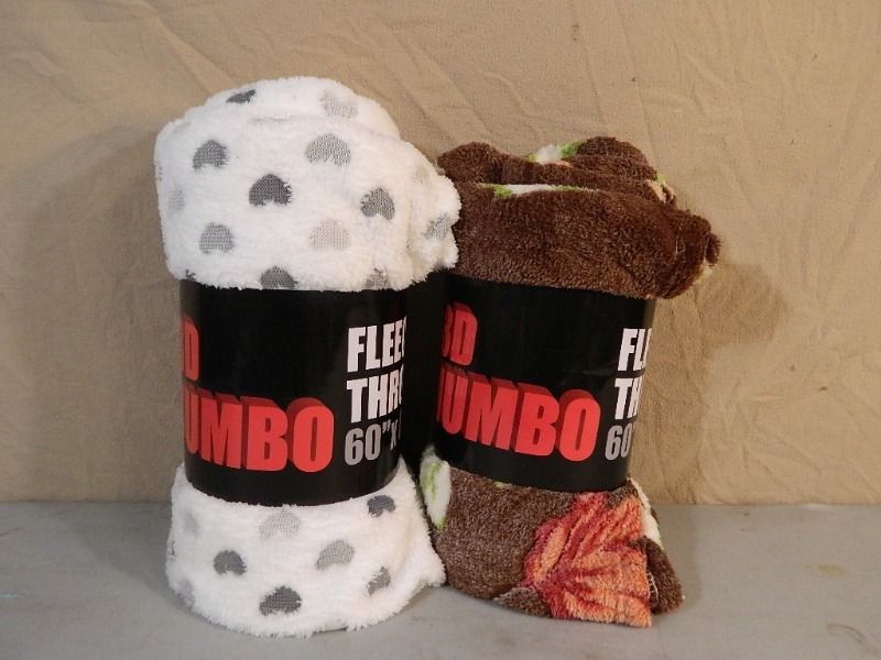 lot 24 image: 2 New Jumbo Super Soft Throws