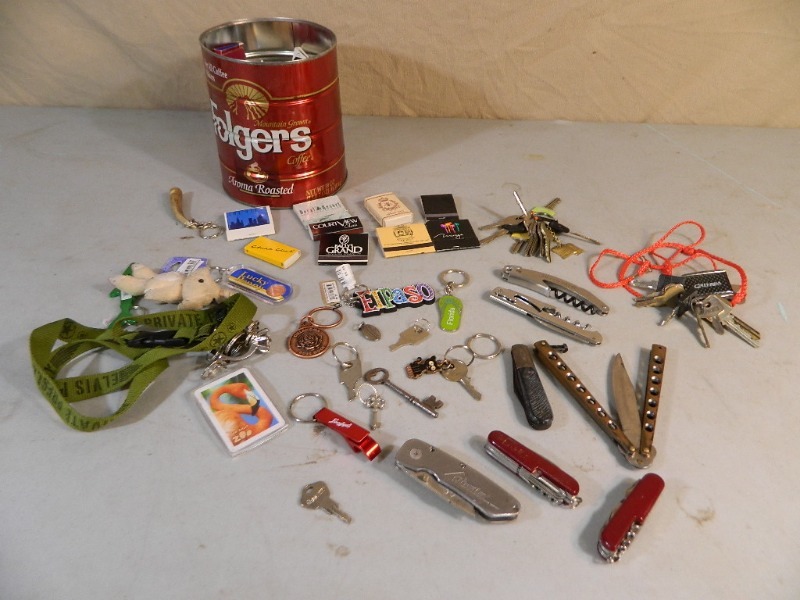 lot 44 image: Knives, Keys, Matchbooks, and More