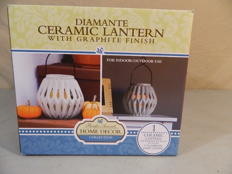 lot 67 image: New Flameless Ceramic Lantern