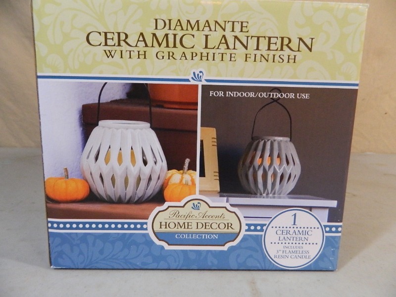 lot 68 image: New Flameless Ceramic Lantern