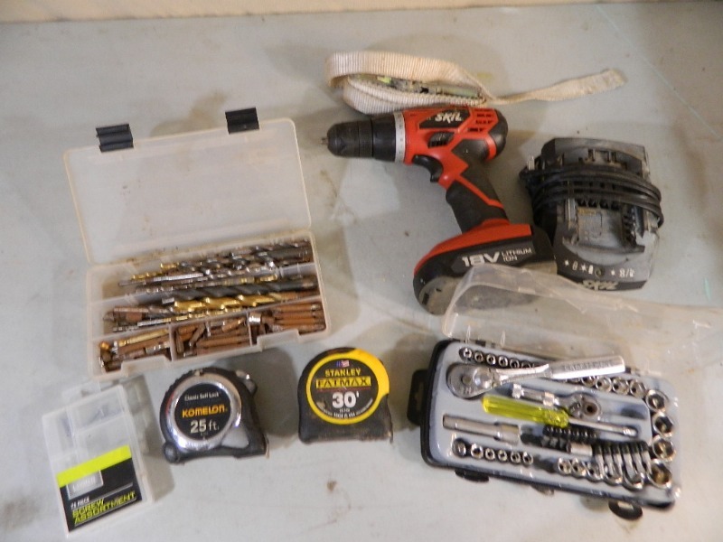 lot 79 image: Drill, Tools, and More