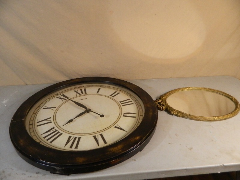 lot 131 image: Large Clock and Mirror