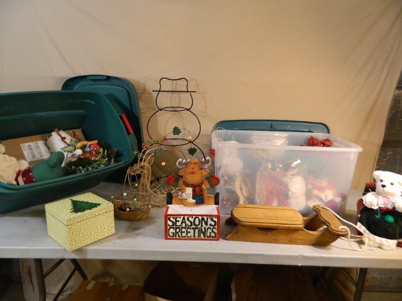 lot 146 image: 2 Totes with Lids FULL of Christmas Decor
