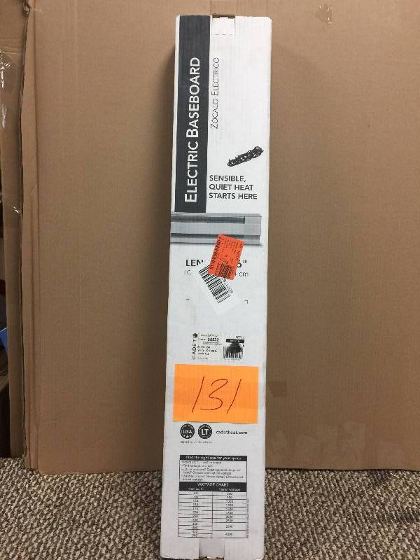 lot 131 image: Cadet Mfg 05532 120V 750W 36 White Hardwire Electric Baseboard Heater open box nevr used