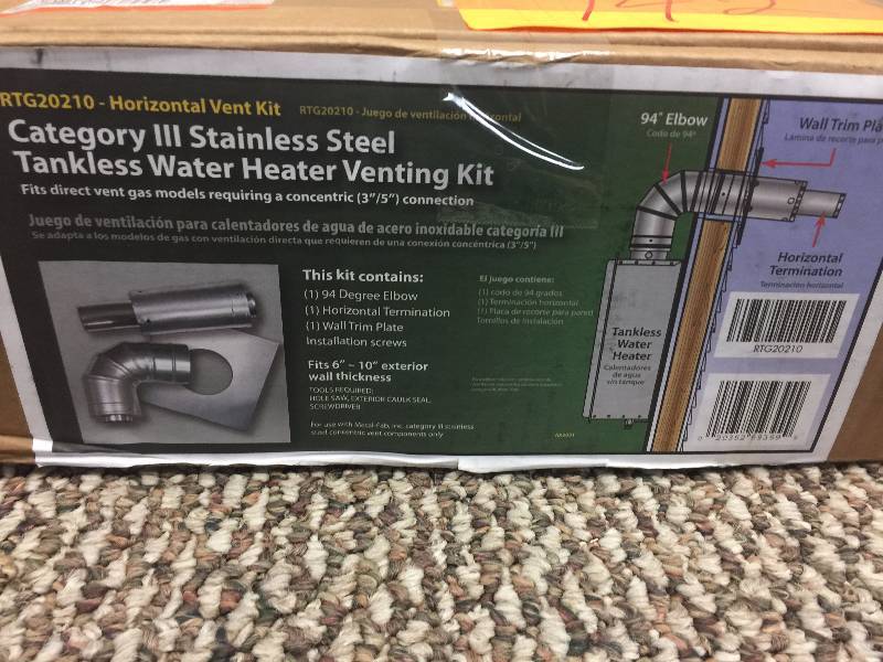 lot 142 image: Rheem 3 in. x 5 in. Horizontal Stainless Steel Concentric Termination Vent Kit for Mid Efficiency Tankless Gas Water Heaters