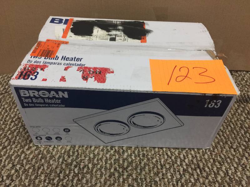 lot 123 image: Broan 500-Watt 2 Bulb Ceiling Infrared Heater open box never used