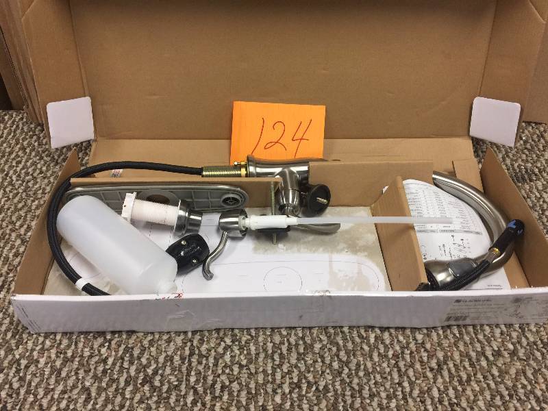lot 124 image: Pavilion Pull-Down Sprayer Kitchen Faucet Stainless Steel St67070-0808D2 open box never used