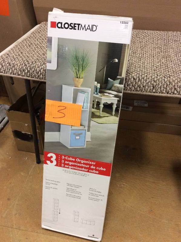 lot 3 image: Closetmaid 3 Cube Organizer Not used