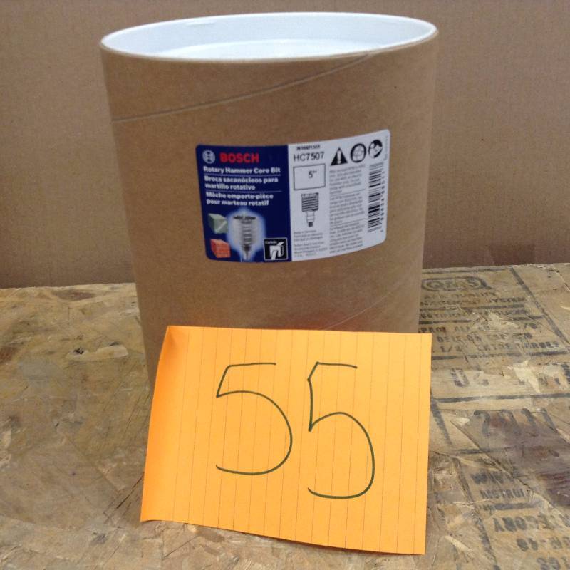 lot 55 image: Bosch 5 in. Carbide SDS-Max Rotary Hammer Core Bit for Masonry and Concrete Drilling (2-Piece) not used
