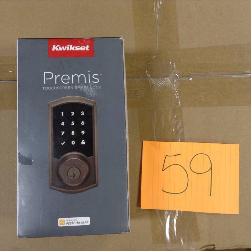 lot 59 image: Kwikset Premis Touchscreen Smart Lock Single Cylinder Venetian Bronze Electronic Deadbolt Featuring SmartKey