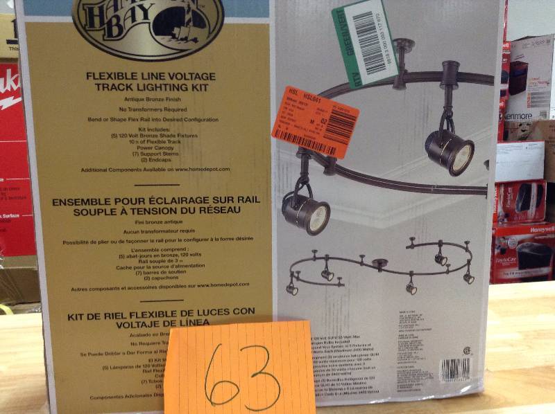 lot 63 image: Hampton Bay 10 ft. 5-Light Antique Bronze Retro Pinhole Flexible Track Lighting Kit new