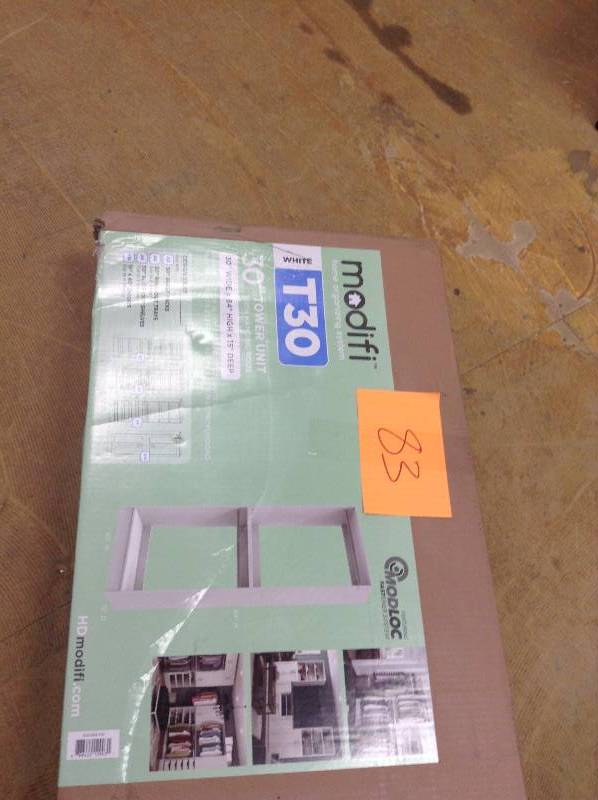 lot 83 image: modofi 30 in. x 84 in. x 15 in. Utility Tower and Closet Kit in Polar never used